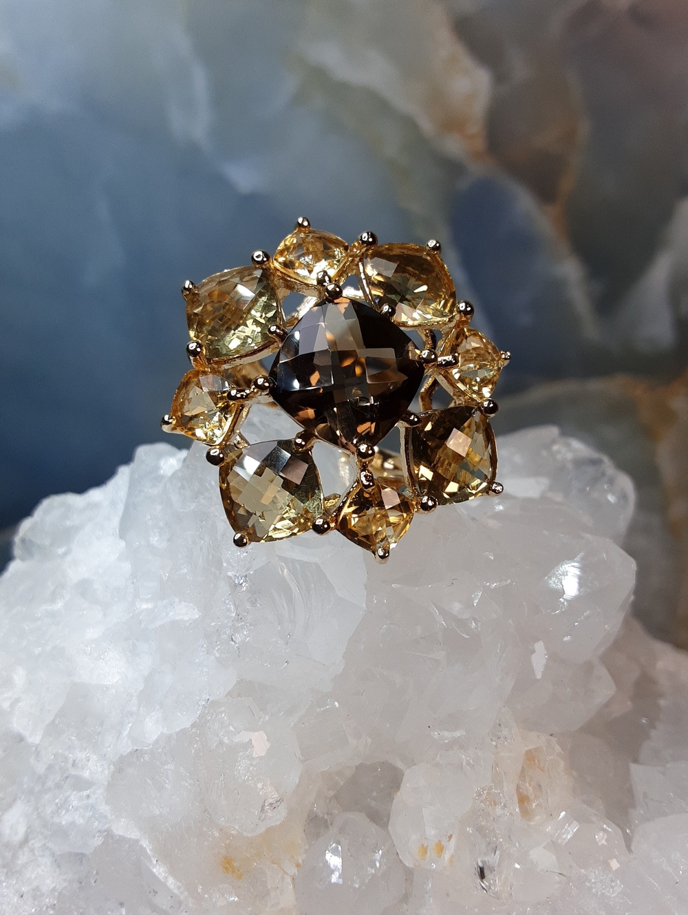 925. Yellow Gold Over Sterling Multi Gemstone Ring. PRICE IS FIRM.